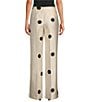 Tara Jarmon Duchess Satin Dotted Print Flat Front Straight Leg Pants, Color:Ecru - Image 2