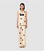 Tara Jarmon Duchess Satin Dotted Print Flat Front Straight Leg Pants, Color:Ecru - Image 5