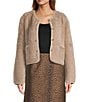 Tara Jarmon Gatsby Eyelash Round Neck Long Sleeve Button Front Cardigan, Color:Taupe - Image 1