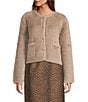 Tara Jarmon Gatsby Eyelash Round Neck Long Sleeve Button Front Cardigan, Color:Taupe - Image 2