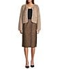 Tara Jarmon Gatsby Eyelash Round Neck Long Sleeve Button Front Cardigan, Color:Taupe - Image 4