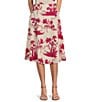 Color:Ecru - Image 1 - Jeanette Cotton Poplin Floral Print Coordinating Midi A-Line Skirt