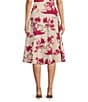 Color:Ecru - Image 2 - Jeanette Cotton Poplin Floral Print Coordinating Midi A-Line Skirt
