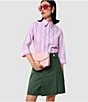 Tara Jarmon Jimmy Woven Gold Button Pleated A-Line Skirt, Color:Thym - Image 5