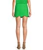 Color:Vert - Image 2 - Joliette Woven Crepe Scallop Hem A-Line Coordinating Mini Skirt