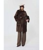 Tara Jarmon Maurizio Faux Fur Point Collar Long Sleeve Coat, Color:Chocolate - Image 5