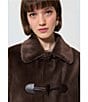 Tara Jarmon Maurizio Faux Fur Point Collar Long Sleeve Coat, Color:Chocolate - Image 7