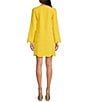 Color:Jaune - Image 2 - Paris Ruoda Crepe Woven Round Neck Long Sleeve Scalloped Hem Shift Dress