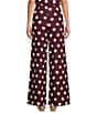 Tara Jarmon Positivo Stretch Woven Heart Print Mid Rise Wide-Leg Pant, Color:Bordeaux - Image 2