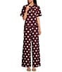 Tara Jarmon Positivo Stretch Woven Heart Print Mid Rise Wide-Leg Pant, Color:Bordeaux - Image 3