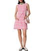 Tara Jarmon Russel Woven Gingham Round Neck Sleeveless A-Line Dress, Color:Bonbon - Image 1