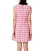 Tara Jarmon Russel Woven Gingham Round Neck Sleeveless A-Line Dress, Color:Bonbon - Image 2