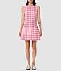 Tara Jarmon Russel Woven Gingham Round Neck Sleeveless A-Line Dress, Color:Bonbon - Image 4