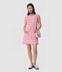 Tara Jarmon Russel Woven Gingham Round Neck Sleeveless A-Line Dress, Color:Bonbon - Image 6