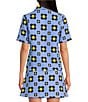 Tara Jarmon Tania Coordinating Geometric Daisy Print Horizon Point Collar 3 Button Placket Short Sleeve Shirt, Color:Horizon - Image 2
