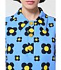 Tara Jarmon Tania Coordinating Geometric Daisy Print Horizon Point Collar 3 Button Placket Short Sleeve Shirt, Color:Horizon - Image 6