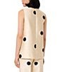 Tara Jarmon Topaze Dotted Duchess Satin V-Neck Sleeveless Bow Top, Color:Ecru - Image 2
