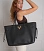 Color:Black - Image 4 - Liz Large Pebble Leather Tote Bag