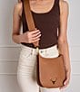Color:Camel - Image 4 - Sayre Leather Mini Sling Crossbody Bag