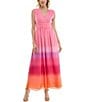 Color:Rainbow Pink - Image 1 - Gradient Surplice V-Neck Sleeveless Tie Back Maxi Dress