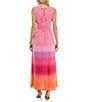 Color:Rainbow Pink - Image 2 - Gradient Surplice V-Neck Sleeveless Tie Back Maxi Dress