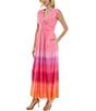 Color:Rainbow Pink - Image 3 - Gradient Surplice V-Neck Sleeveless Tie Back Maxi Dress