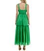 Color:Emerald - Image 2 - Square Neck Sleeveless Tiered Dress