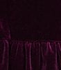 Color:Velvet Purple - Image 3 - Stretch Velvet V-Neck Long Sleeve Tiered Ruffle Hem Trapeze Dress