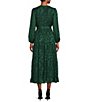 Color:Dark Green - Image 2 - V-Neck Long Sleeve Tiered Hem Midi Dress