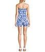 TCEC Floral Print Strapless Smocked Bodice Romper, Color:Blue - Image 2