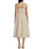TCEC Stripe Print Square Neck Sleeveless Corset Midi Dress, Color:Beige - Image 2