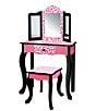 Color:Pink/Black - Image 1 - Leopard Print Gisele Play Vanity & Stool Set