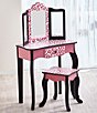 Color:Pink/Black - Image 2 - Leopard Print Gisele Play Vanity & Stool Set