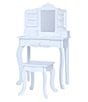 Color:White - Image 1 - Little Princess Anna Vanity Set with Mirror, Drawers, Jewelry Storage, and Stool