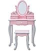 Color:Pink/Grey - Image 2 - Little Princess Rapunzel Vanity & Stool Set