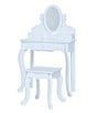 Color:White - Image 1 - Princess Rapunzel Vanity with Mirror, Drawers, and Stool