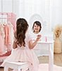 Color:White - Image 3 - Princess Rapunzel Vanity with Mirror, Drawers, and Stool
