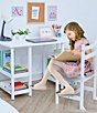 Color:White - Image 4 - Wooden Desk with Shelves & Chair 2-Piece Set