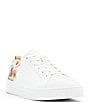Color:White Floral - Image 1 - Alison Leather Lace-Up Floral Sneakers