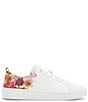 Color:White Floral - Image 2 - Alison Leather Lace-Up Floral Sneakers