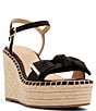 Color:Black Overflow - Image 1 - Gia Canvas Bow Espadrille Wedge Sandals