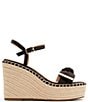 Color:Black Overflow - Image 2 - Gia Canvas Bow Espadrille Wedge Sandals