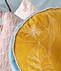Color:Yellow - Image 2 - New Hampton Collection Floral Embroidered Round Pillow