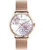 Color:Rose Gold - Image 1 - Phylipa Peonia 3-Hand Mesh Bracelet Watch
