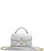 Color:Silver - Image 1 - Poppy Top Handle Metallic Leather Satchel Bag