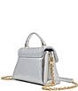 Color:Silver - Image 2 - Poppy Top Handle Metallic Leather Satchel Bag