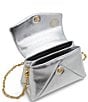 Color:Silver - Image 3 - Poppy Top Handle Metallic Leather Satchel Bag