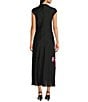 Color:Black Multi - Image 2 - Rahelee Woven Floral Print Drape Cowl Neck Cap Sleeve A-Line Midi Slip Dress