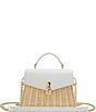 Color:White Raffia Leather - Image 1 - Rattan Poppy May Top Handle Satchel Bag