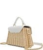Color:White Raffia Leather - Image 2 - Rattan Poppy May Top Handle Satchel Bag